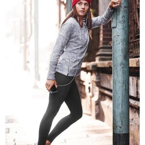 Athleta Blissful Sharkbite Hem Sweatshirt Zippers Heather Grey XS - Picture 2 of 9